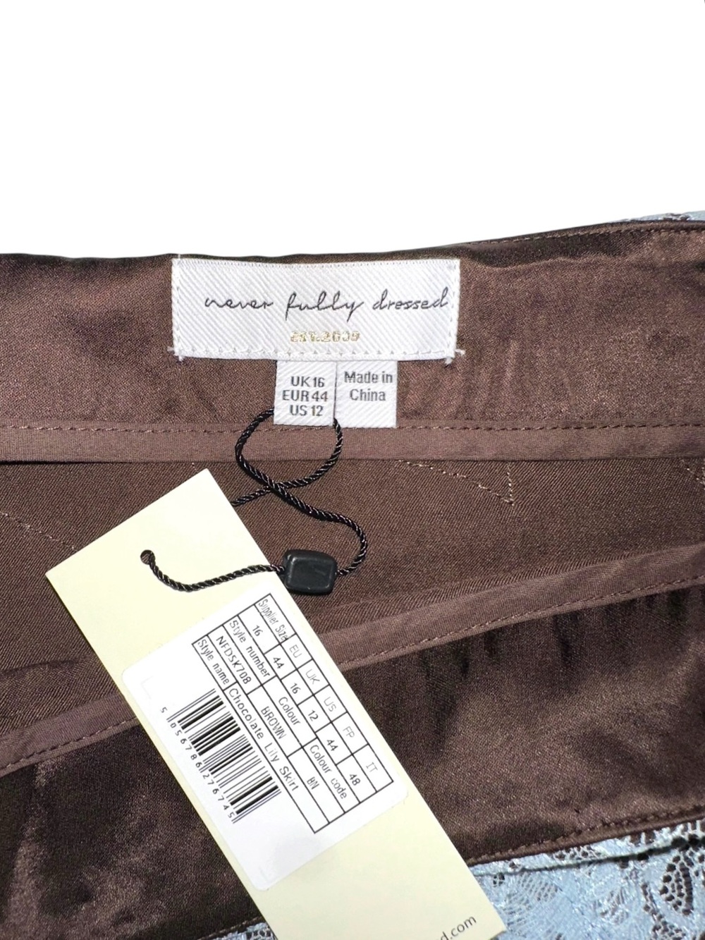 NWT Never Fully Dressed Lace-Trim Satin Midi/Maxi Skirt US 12 - Picture 4 of 8